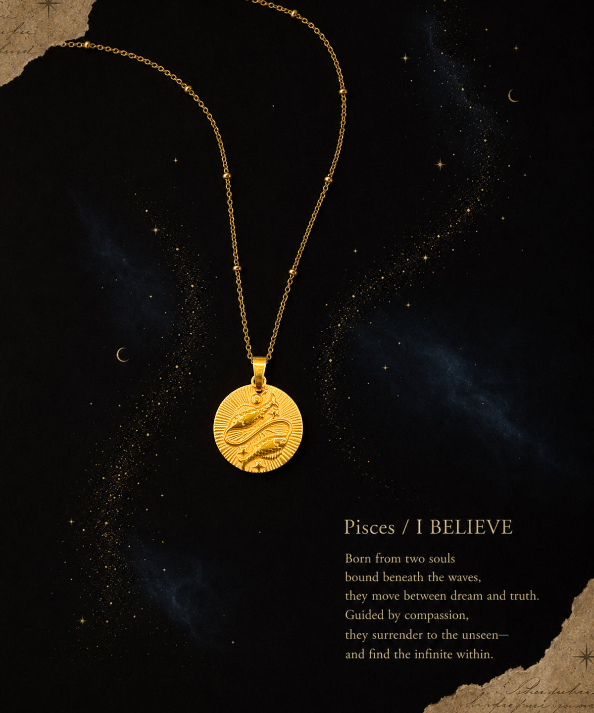 Zodiac Coin Necklace/Pisces/魚座