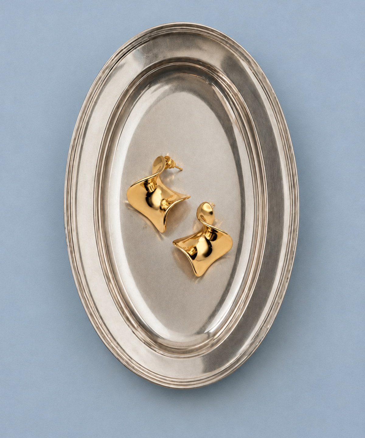 Sculpted Wave Pierced Earrings