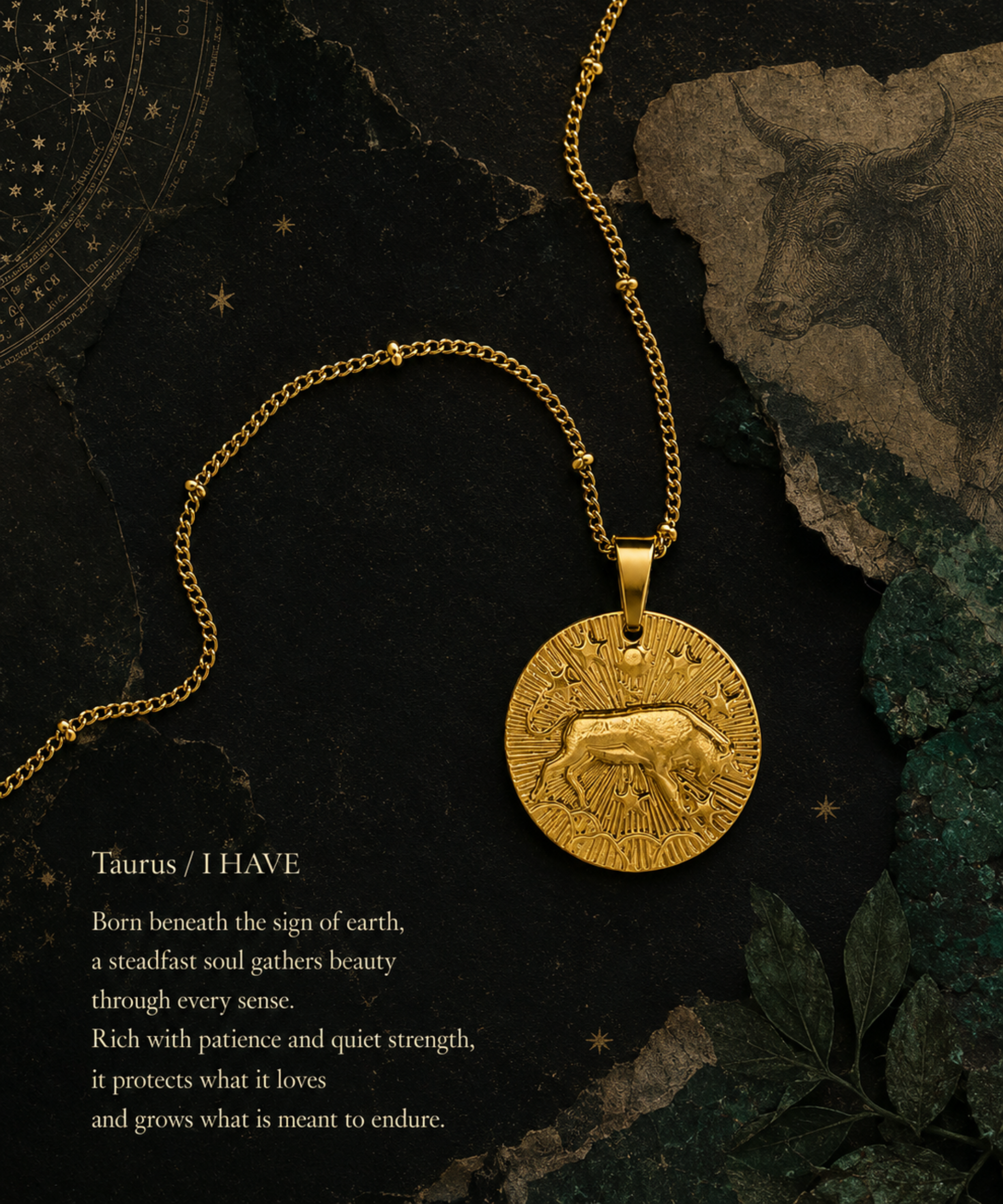 Zodiac Coin Necklace/Taurus