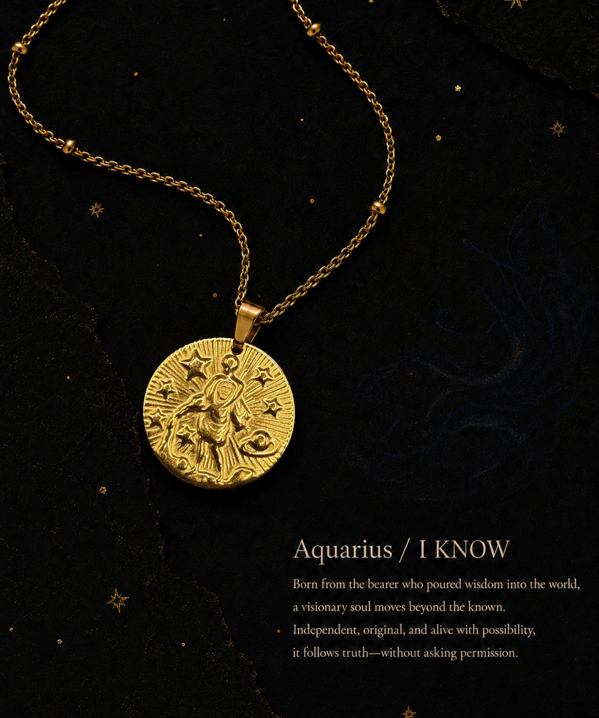 Zodiac Coin Necklace/Aquarius/水瓶座