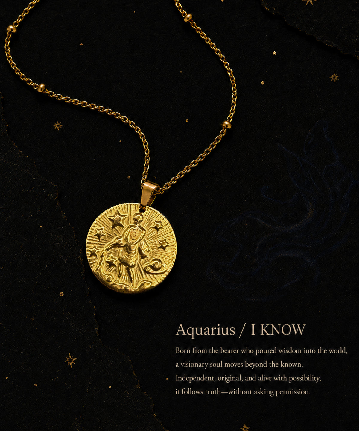 Zodiac Coin Necklace/Aquarius/水瓶座
