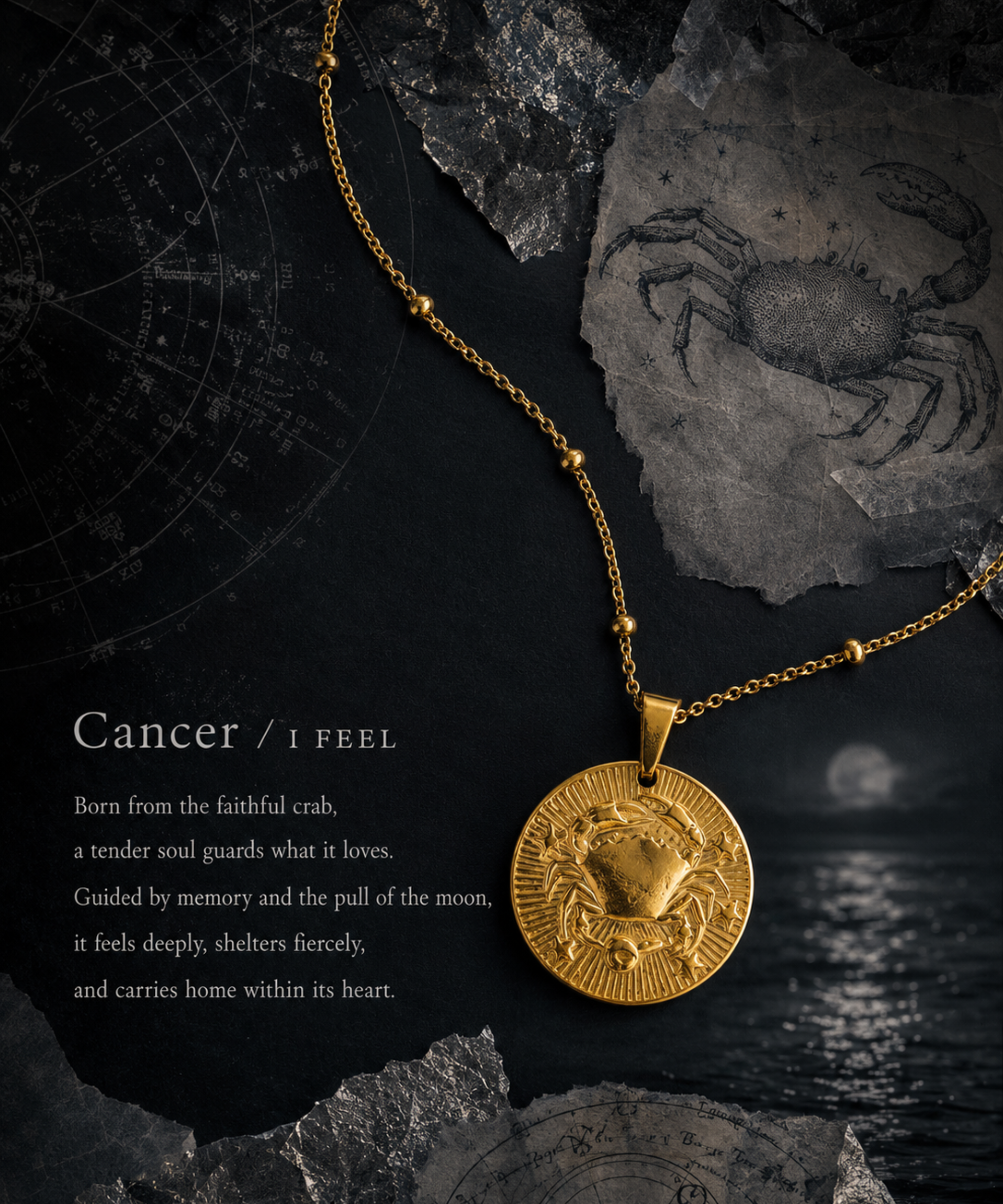 Zodiac Coin Necklace/Cancer
