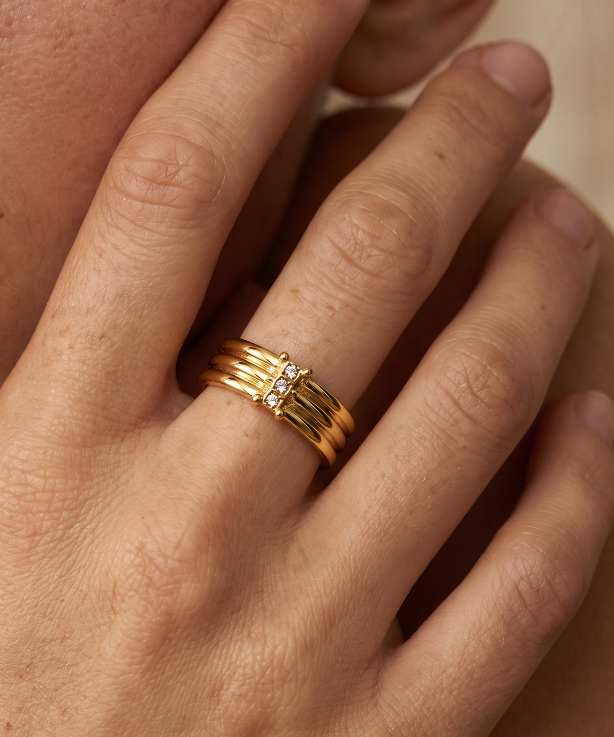 Triple Line Bijou Open Ring