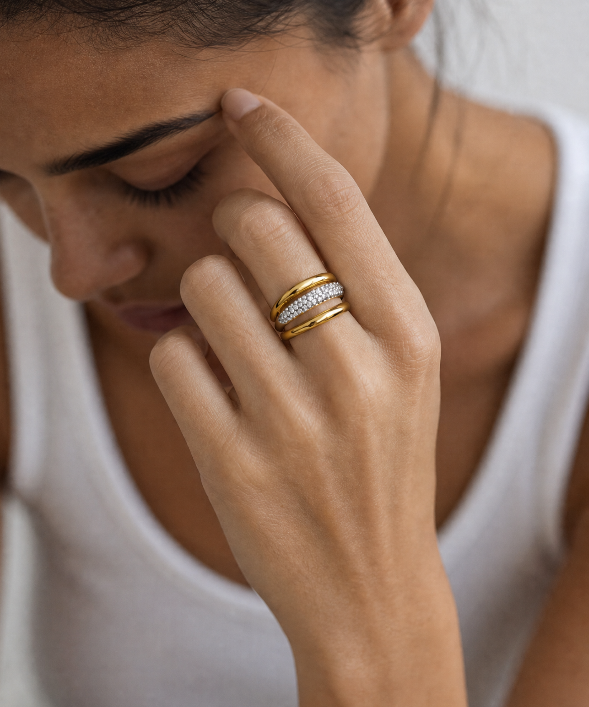 Cross Line Ring